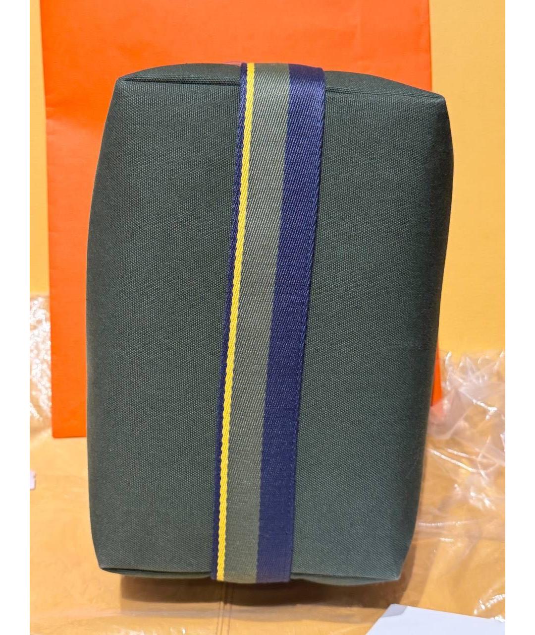 HERMES Хаки тканевая косметичка, фото 3