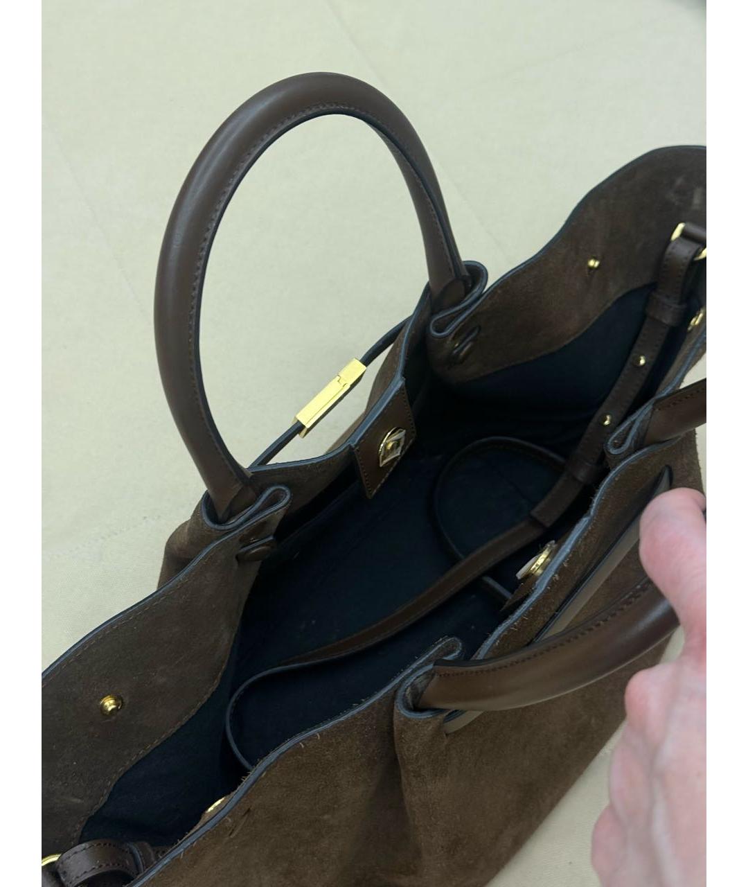 DEMELLIER Коричневая замшевая сумка с короткими ручками, фото 4