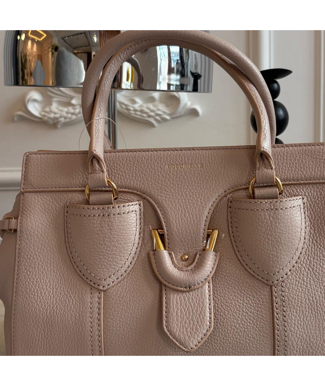 COCCINELLE Бежевая кожаная сумка через плечо, фото 3