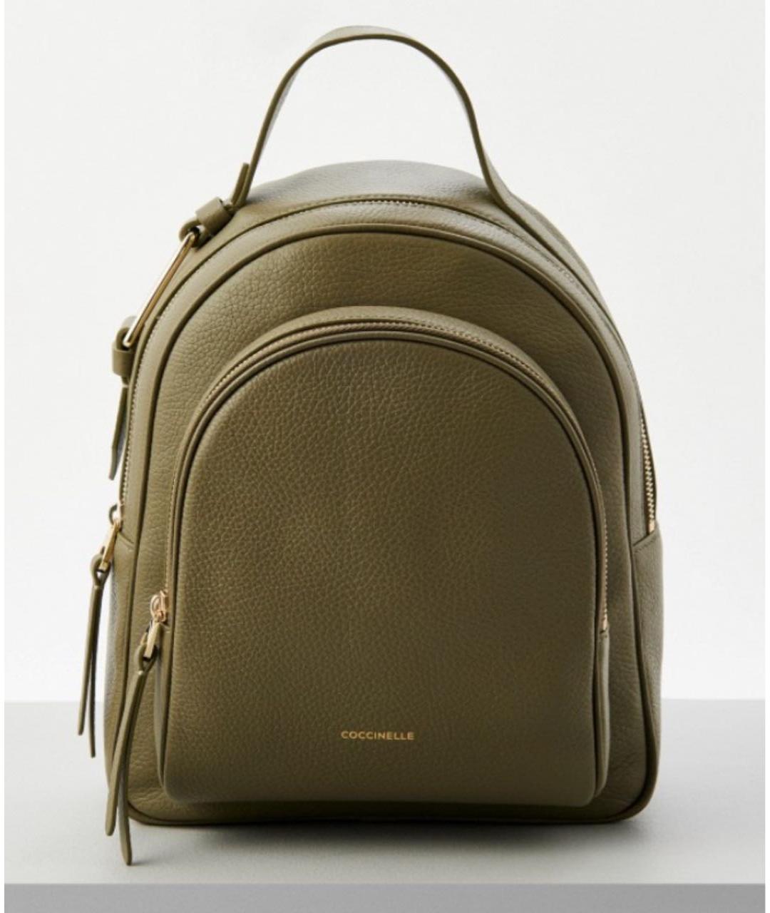 COCCINELLE Хаки кожаный рюкзак, фото 7