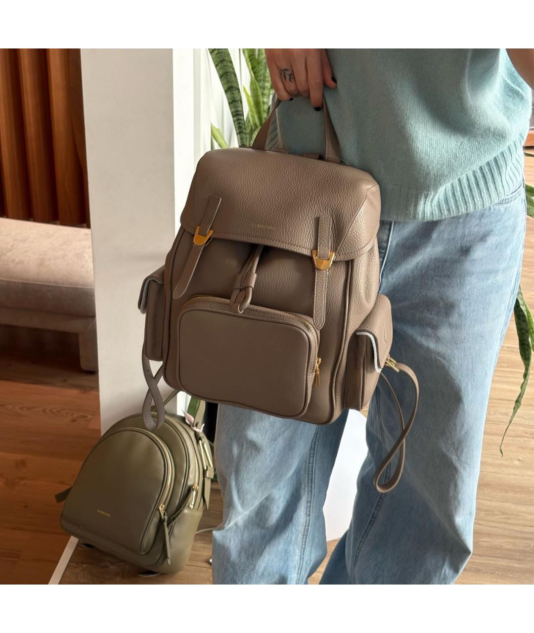 COCCINELLE Бежевый кожаный рюкзак, фото 3