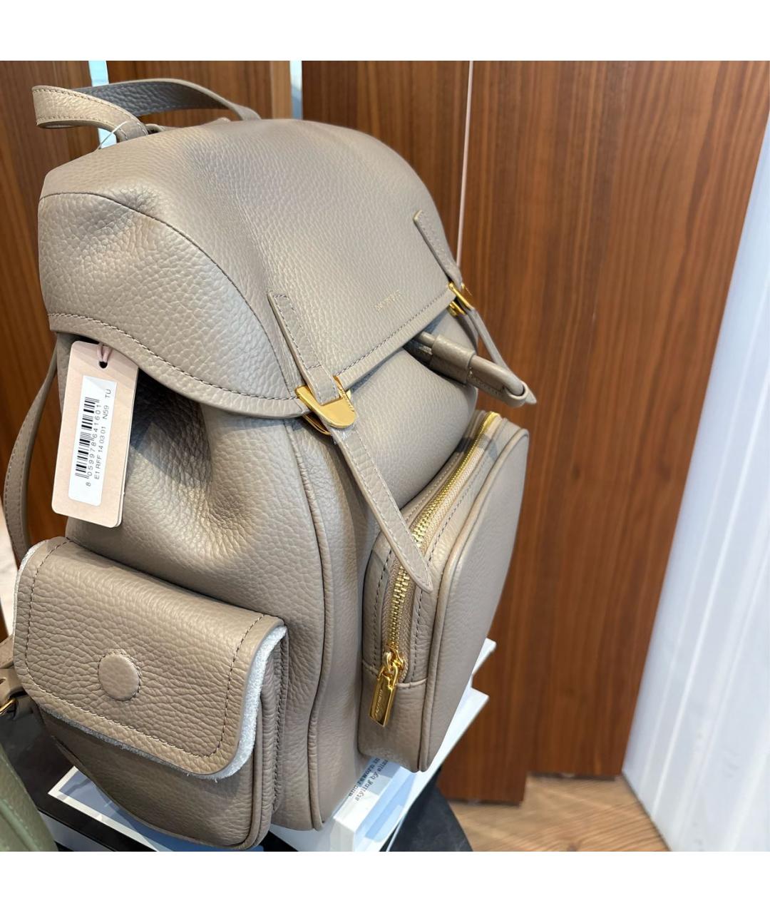 COCCINELLE Бежевый кожаный рюкзак, фото 6