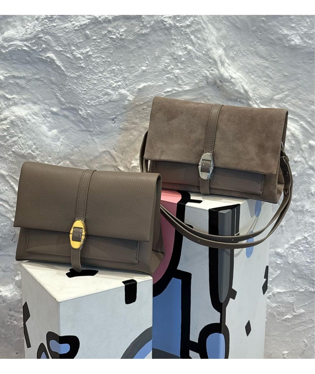 COCCINELLE Бежевая кожаная сумка через плечо, фото 2