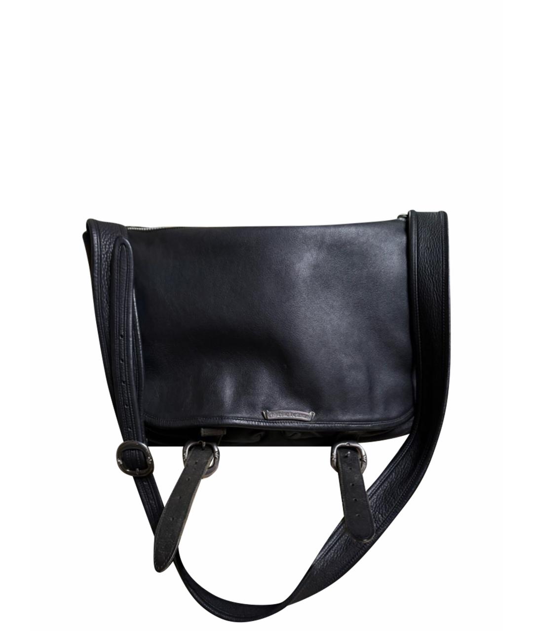 CHROME HEARTS Черная кожаная сумка на плечо, фото 1