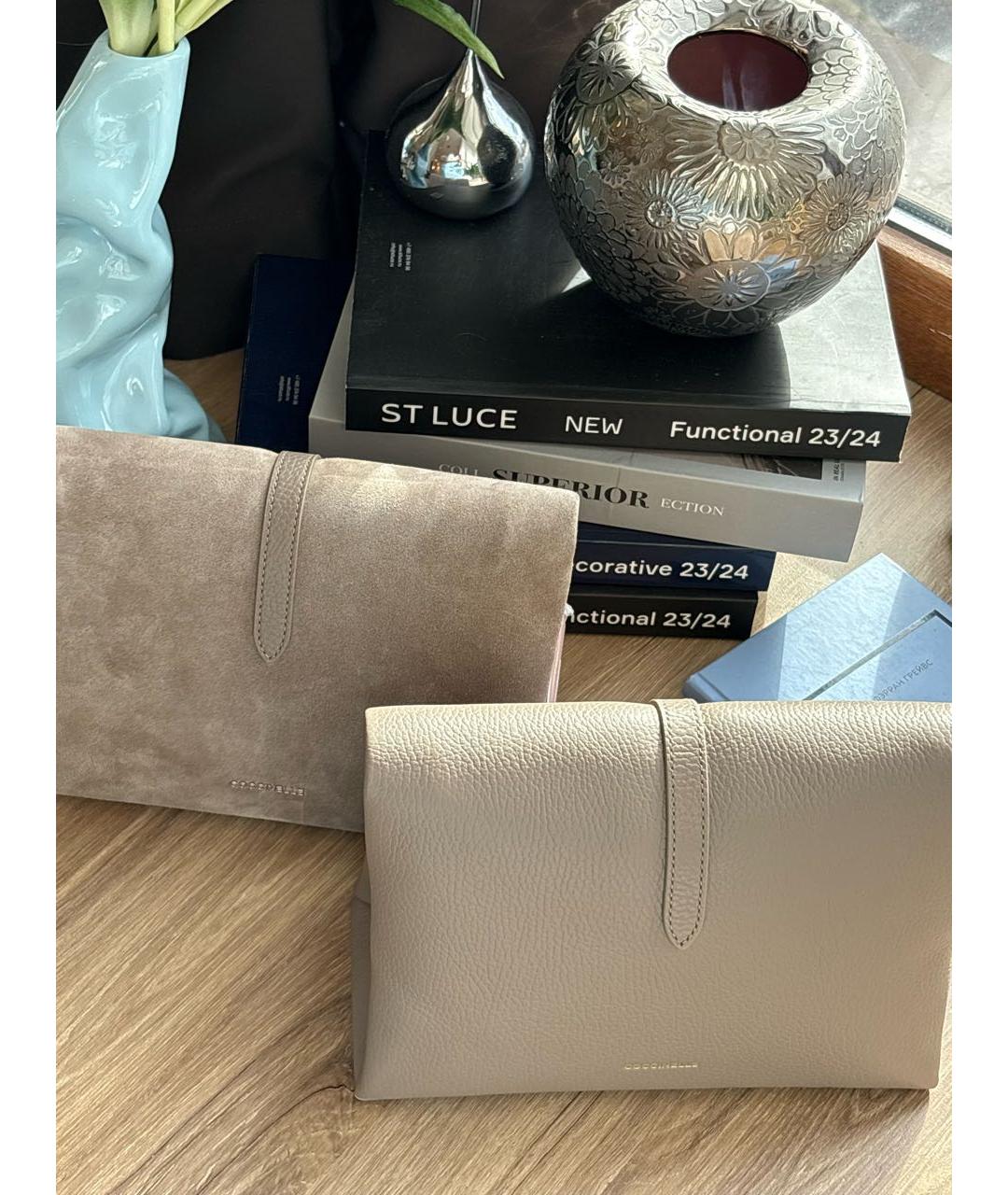 COCCINELLE Бежевая замшевая сумка через плечо, фото 4