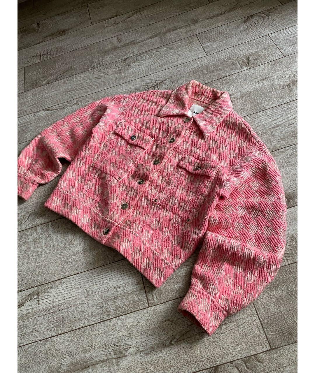 SANDRO Розовый твидовый жакет/пиджак, фото 3