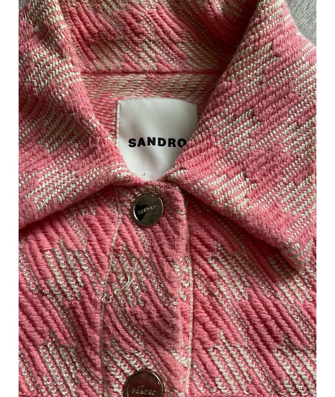 SANDRO Розовый твидовый жакет/пиджак, фото 4