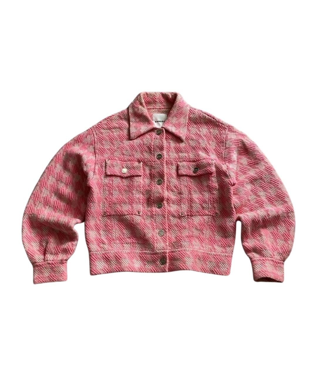 SANDRO Розовый твидовый жакет/пиджак, фото 1