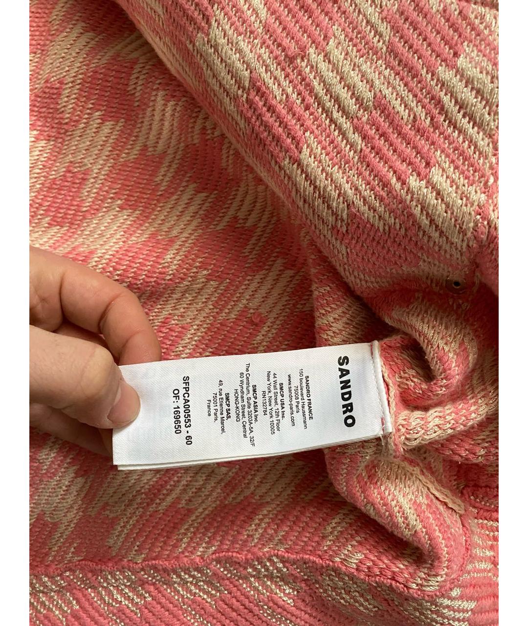 SANDRO Розовый твидовый жакет/пиджак, фото 2