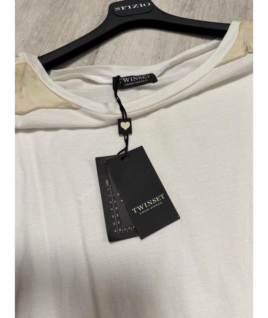 TWIN-SET Белое хлопковое повседневное платье, фото 3