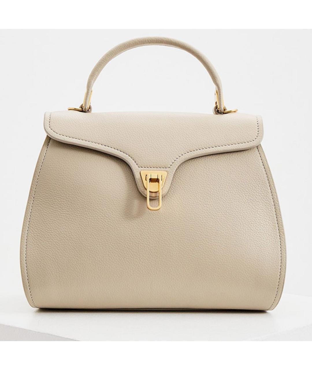 COCCINELLE Бежевая кожаная сумка с короткими ручками, фото 9