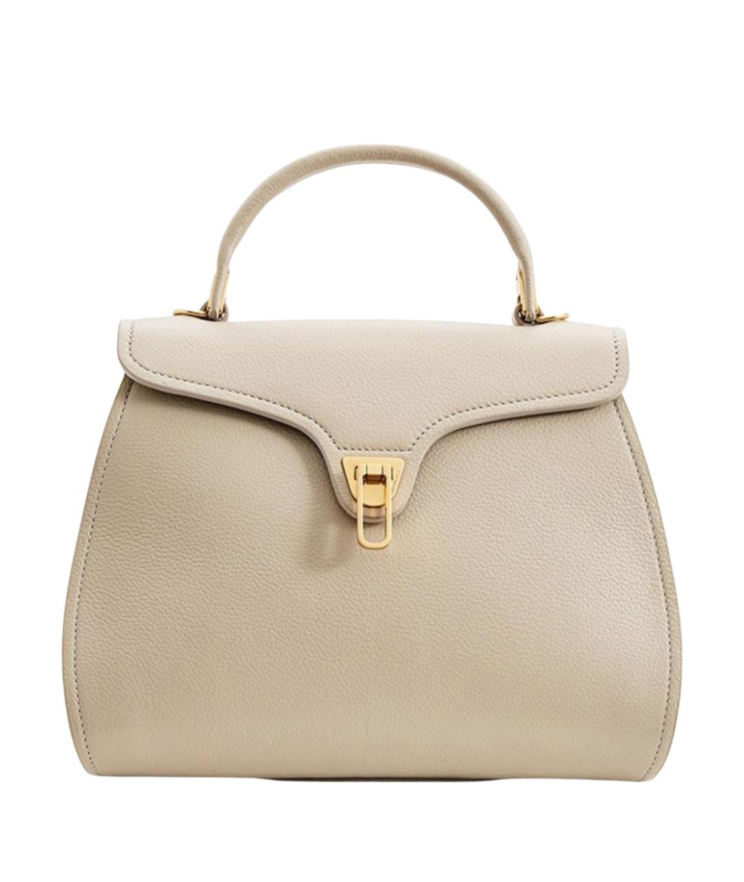 COCCINELLE Бежевая кожаная сумка с короткими ручками, фото 1