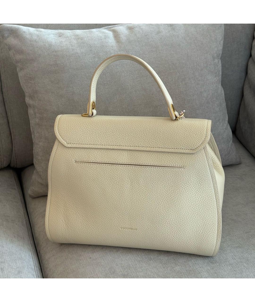 COCCINELLE Бежевая кожаная сумка с короткими ручками, фото 7