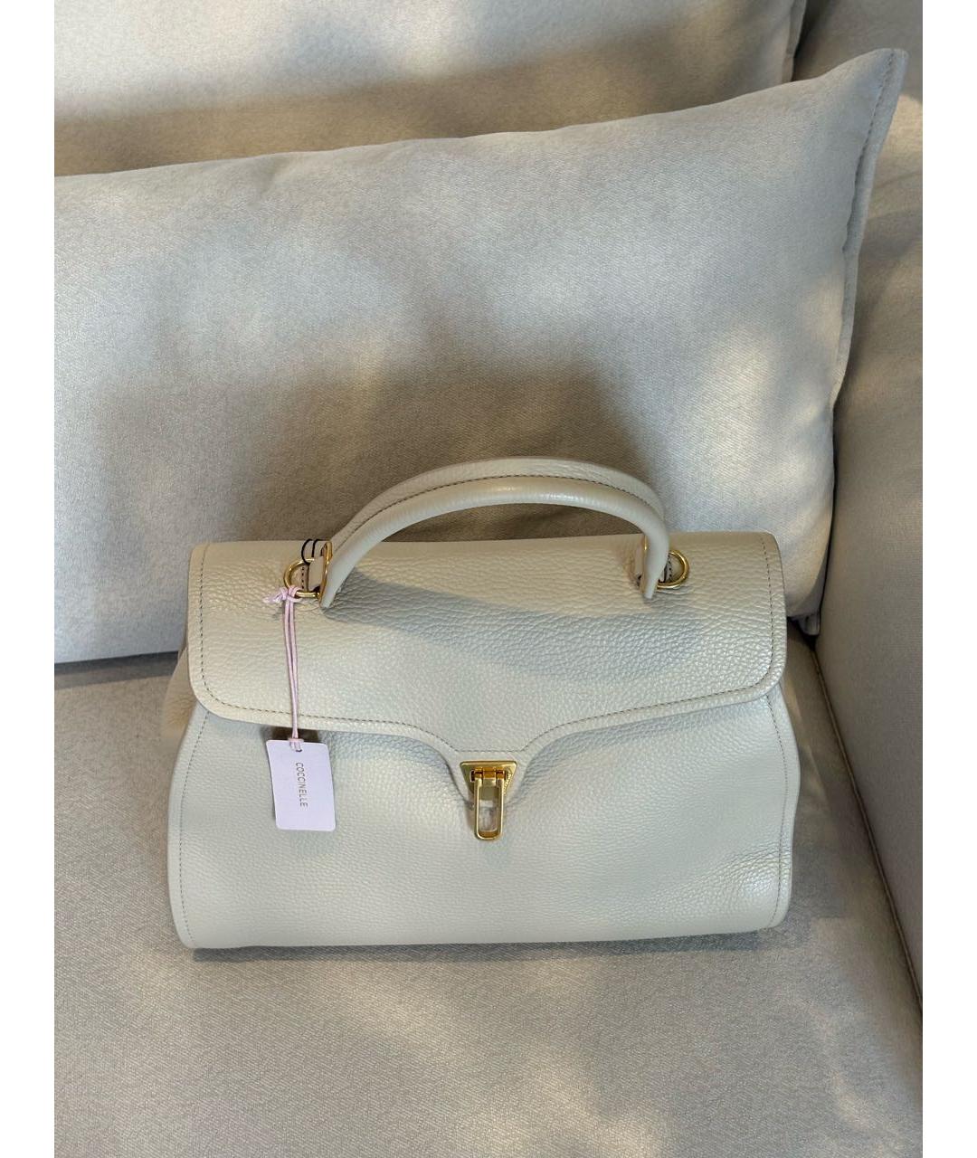 COCCINELLE Бежевая кожаная сумка с короткими ручками, фото 8