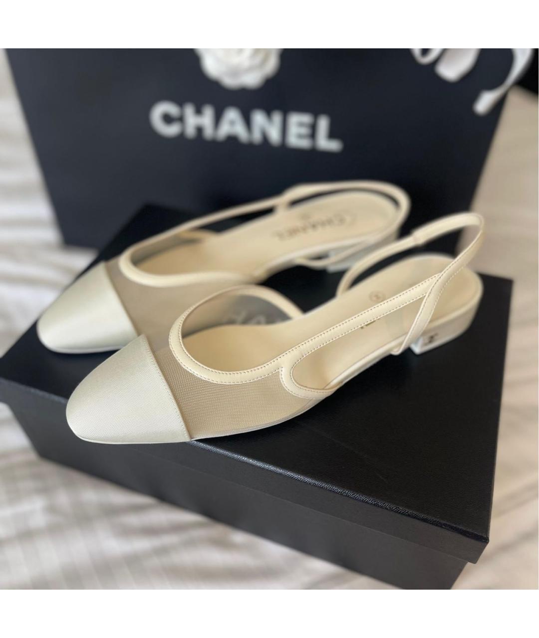 CHANEL Бежевые текстильные балетки, фото 3