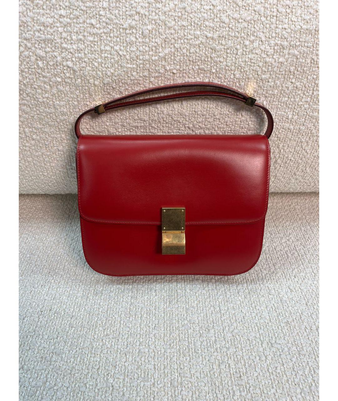 CELINE Красная кожаная сумка через плечо, фото 9
