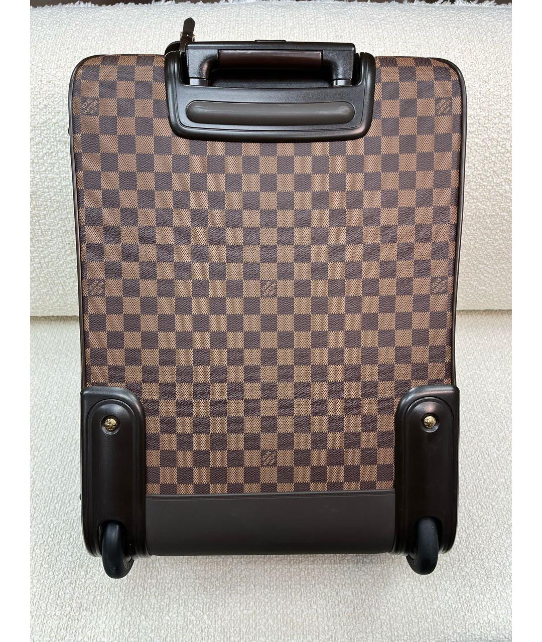 LOUIS VUITTON Коричневый кожаный чемодан, фото 2