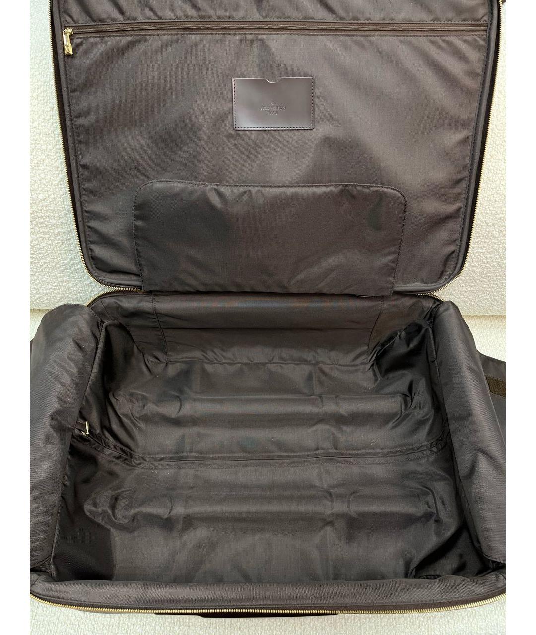 LOUIS VUITTON Коричневый кожаный чемодан, фото 4