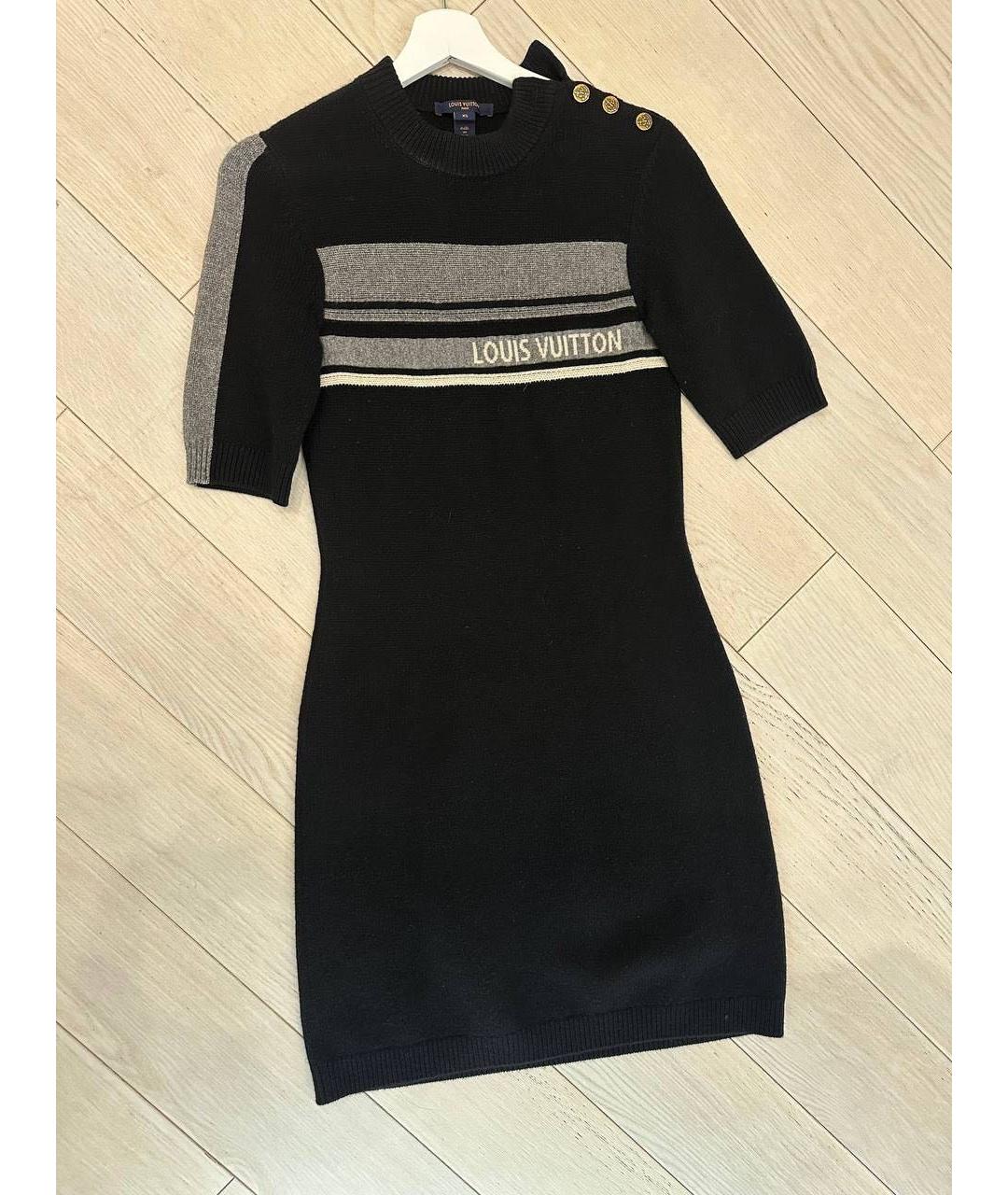 LOUIS VUITTON Черное вискозное повседневное платье, фото 6