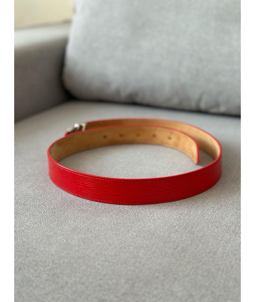 LOUIS VUITTON Красный кожаный ремень, фото 4