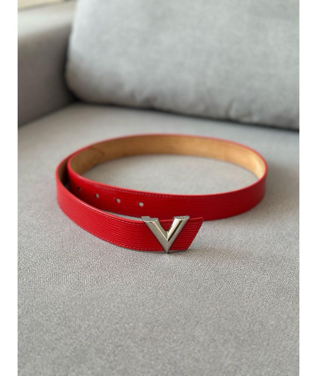 LOUIS VUITTON Красный кожаный ремень, фото 3