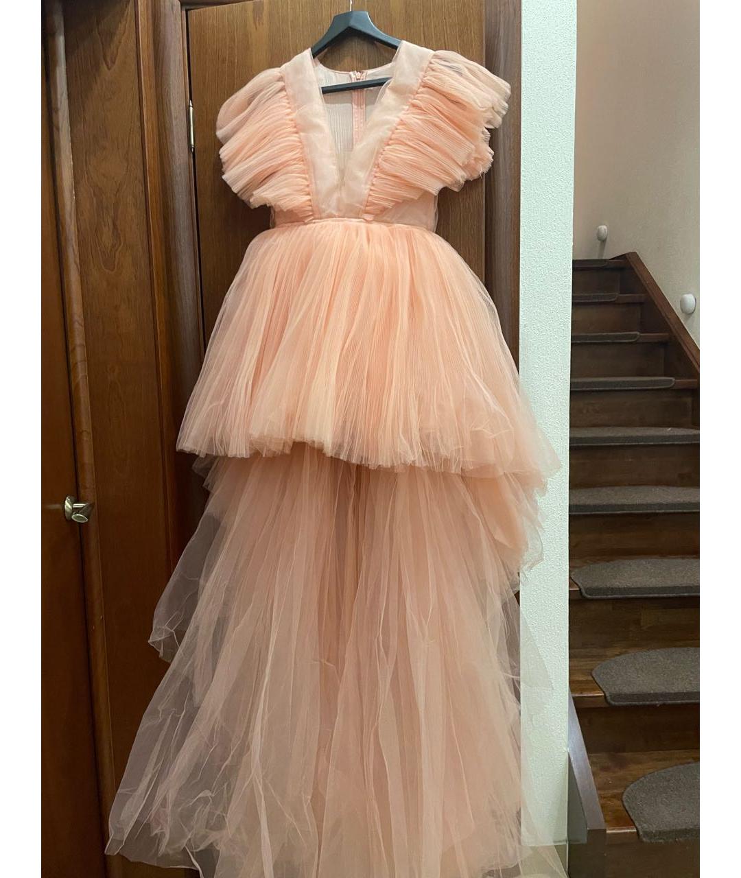 GIAMBATTISTA VALLI Коралловое сетчатое вечернее платье, фото 6