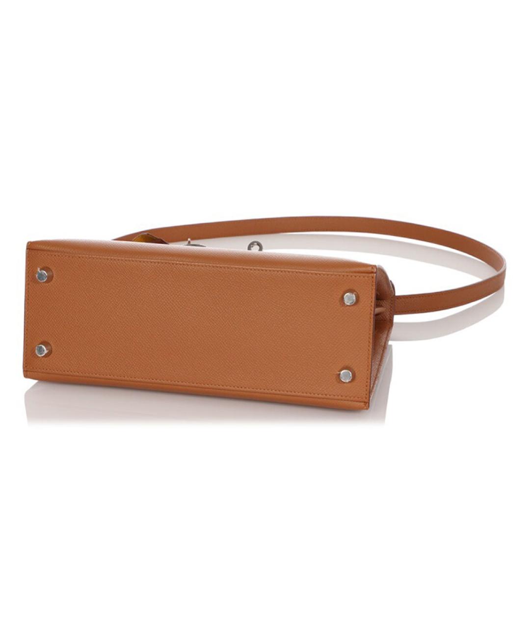 HERMES Коричневая кожаная сумка с короткими ручками, фото 5