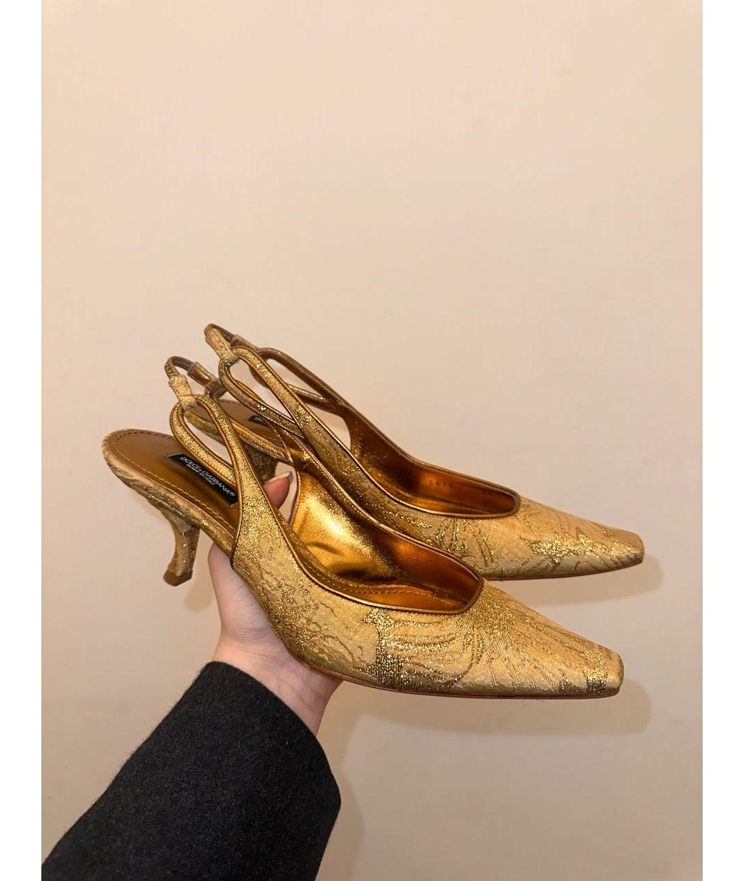 DOLCE&GABBANA Золотые босоножки, фото 8