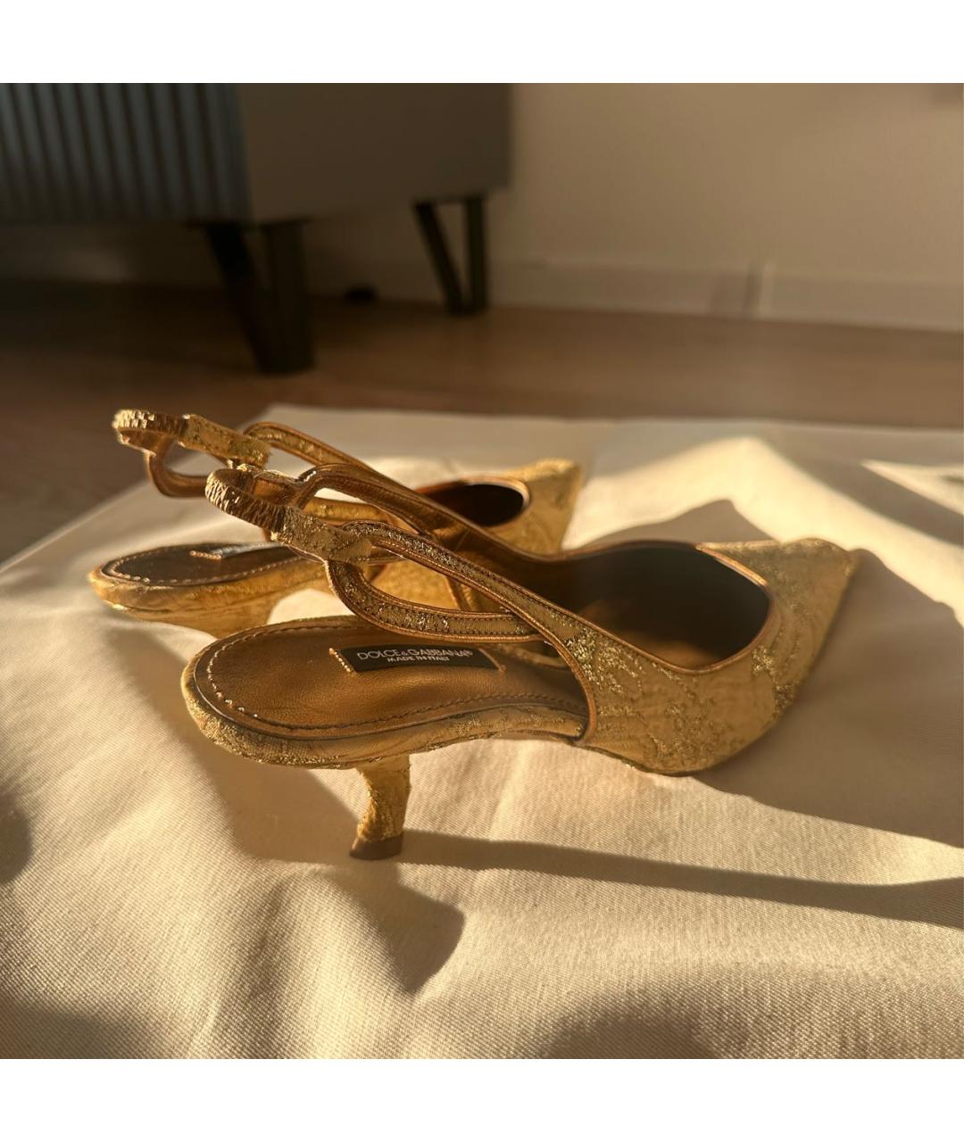 DOLCE&GABBANA Золотые босоножки, фото 2