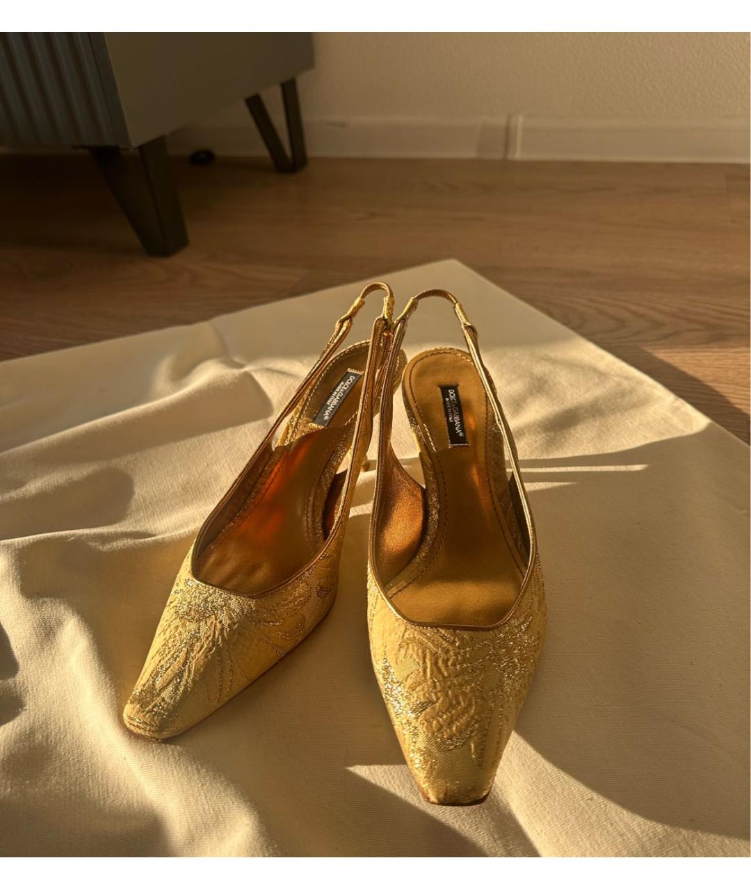 DOLCE&GABBANA Золотые босоножки, фото 3