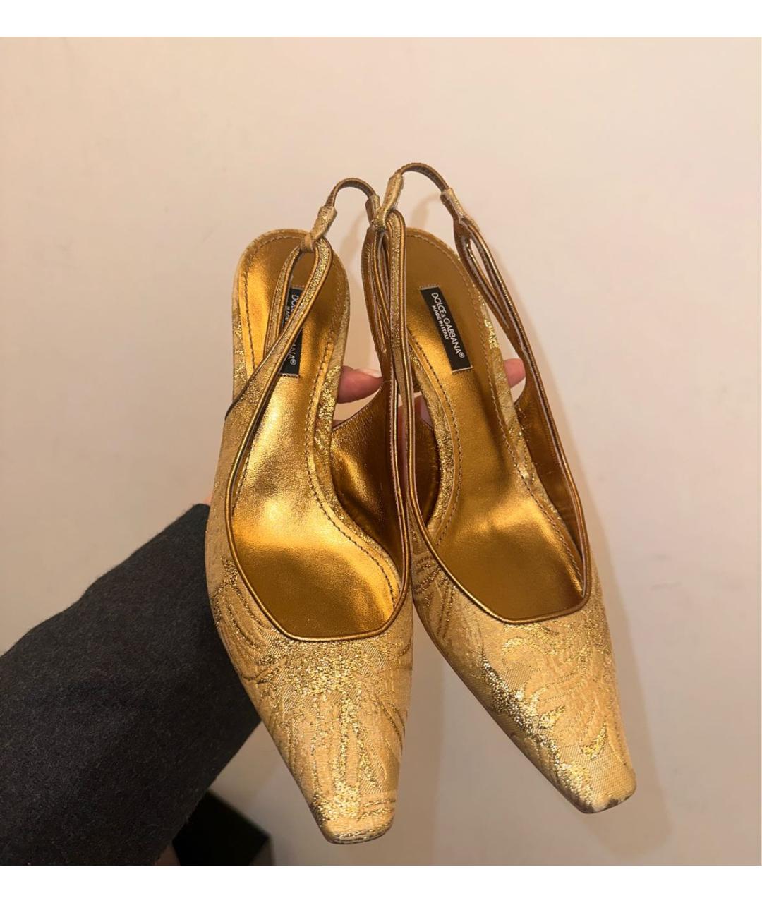DOLCE&GABBANA Золотые босоножки, фото 7