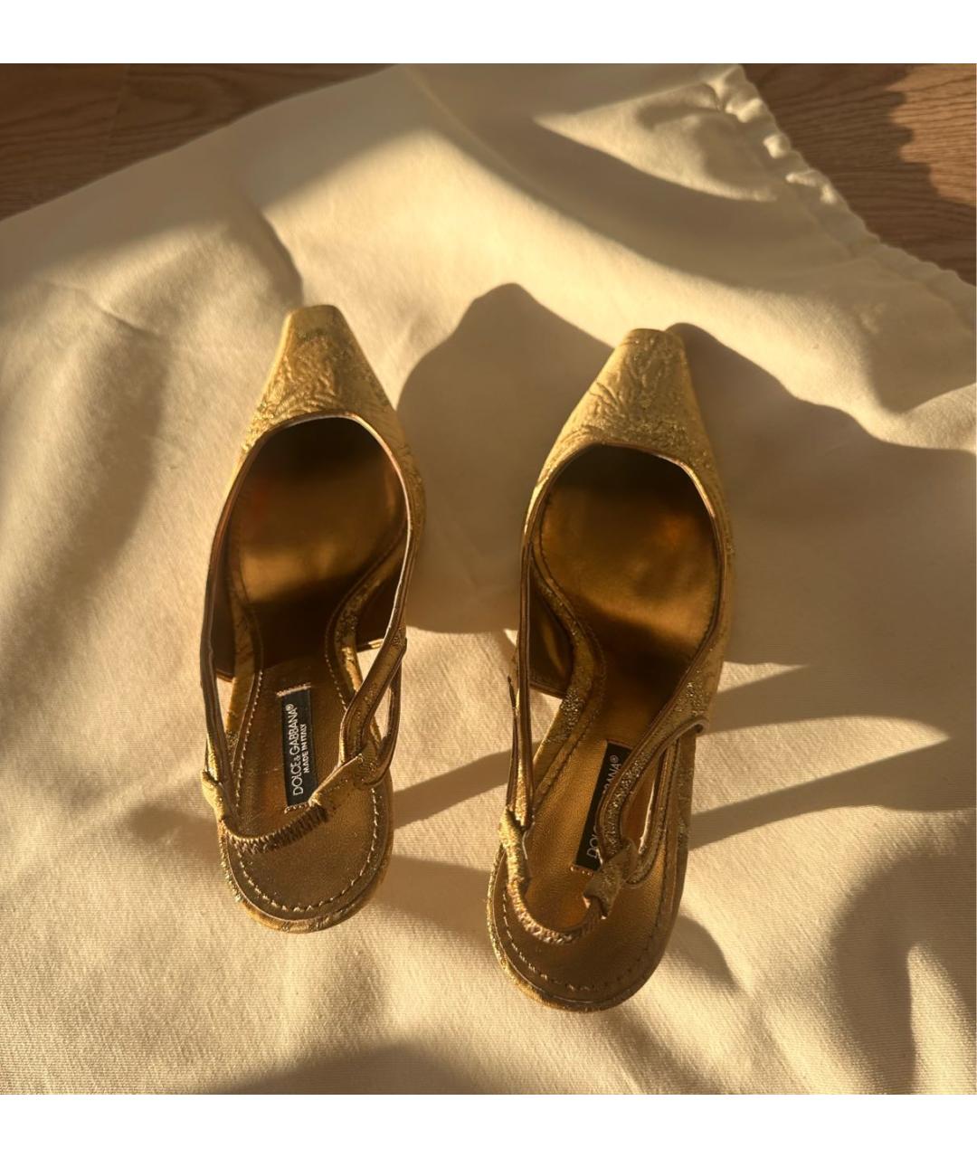 DOLCE&GABBANA Золотые босоножки, фото 4