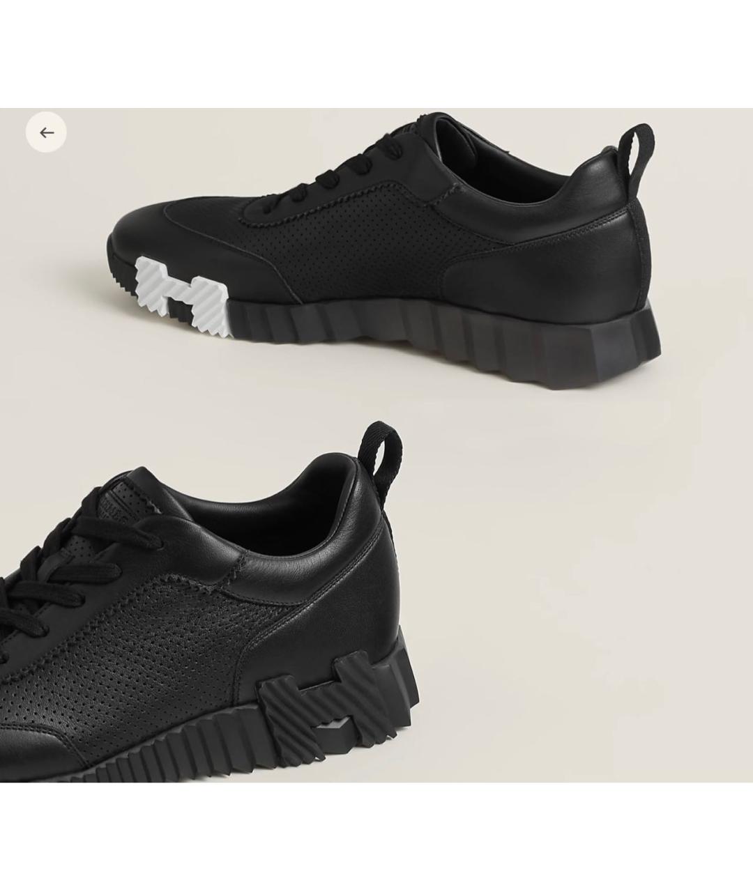 HERMES Черные кожаные низкие кроссовки / кеды, фото 3