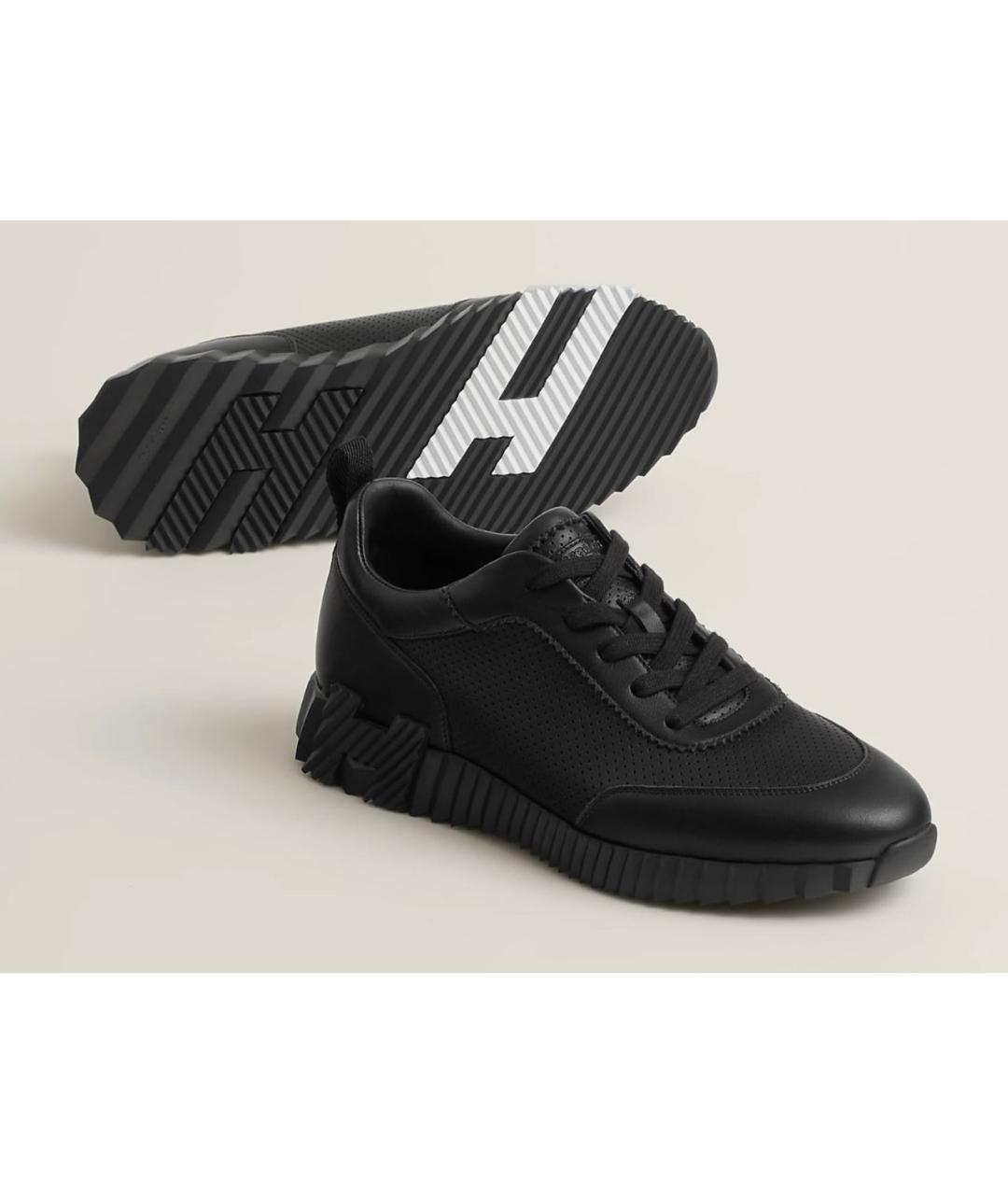 HERMES Черные кожаные низкие кроссовки / кеды, фото 7