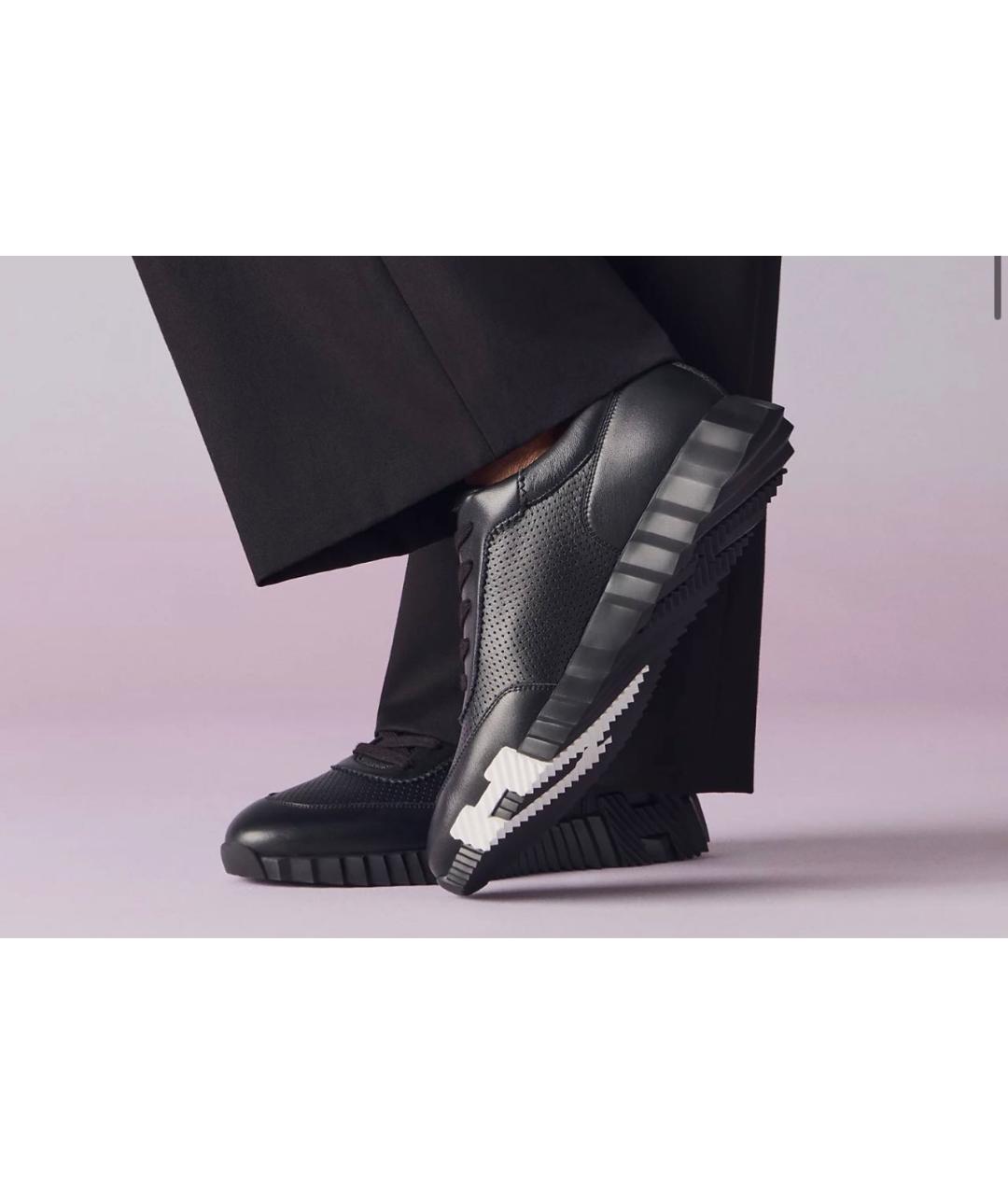 HERMES Черные кожаные низкие кроссовки / кеды, фото 6