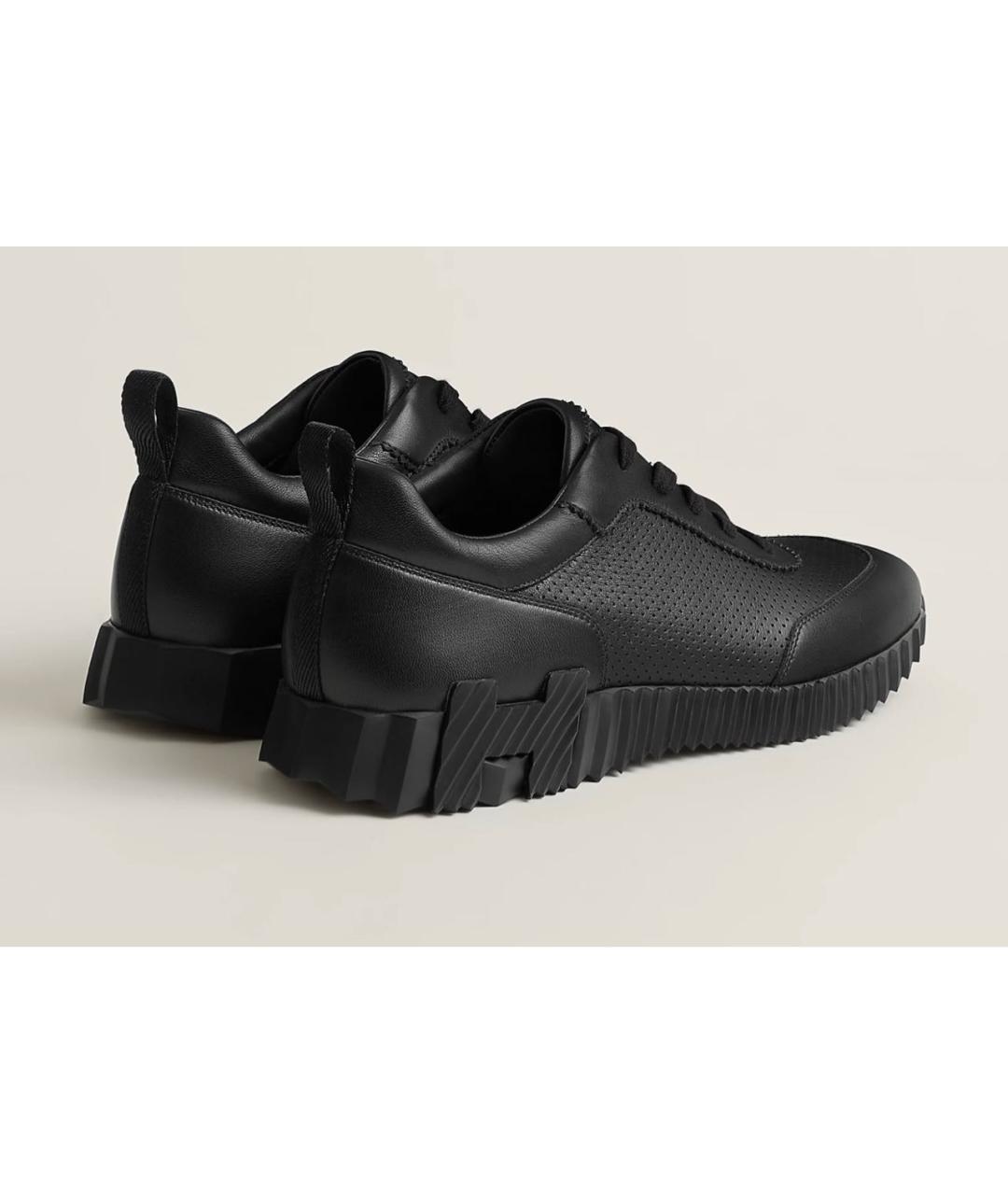 HERMES Черные кожаные низкие кроссовки / кеды, фото 2