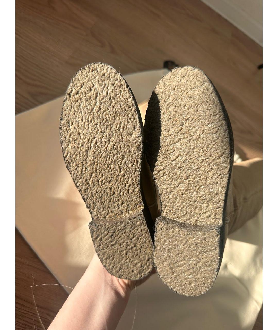 LORO PIANA Бежевые кожаные сапоги, фото 6