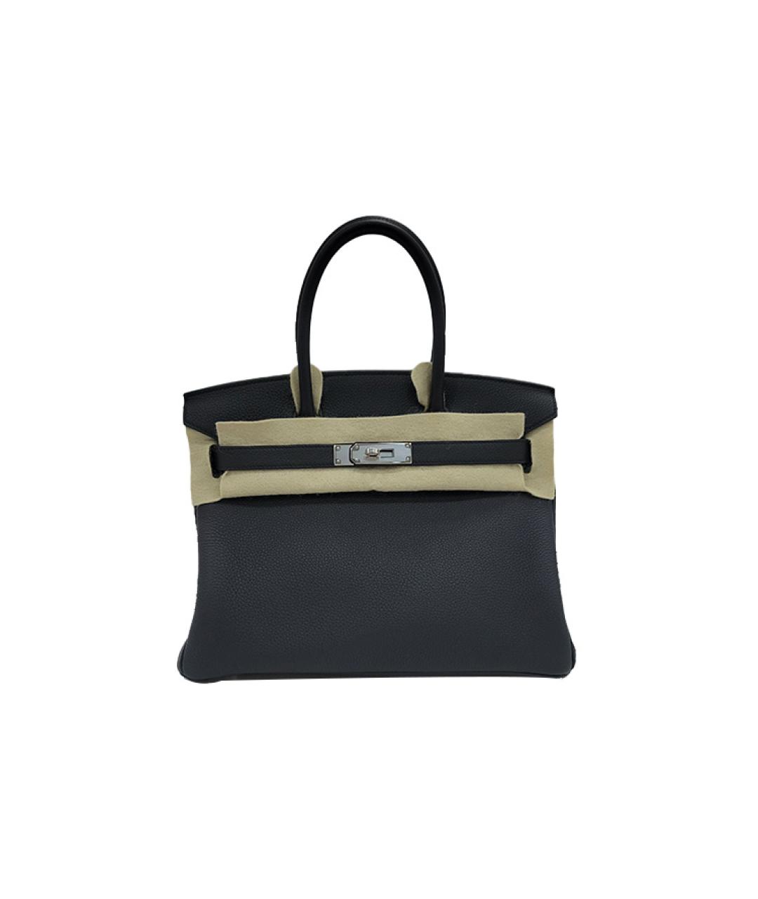 HERMES Черная кожаная сумка с короткими ручками, фото 6