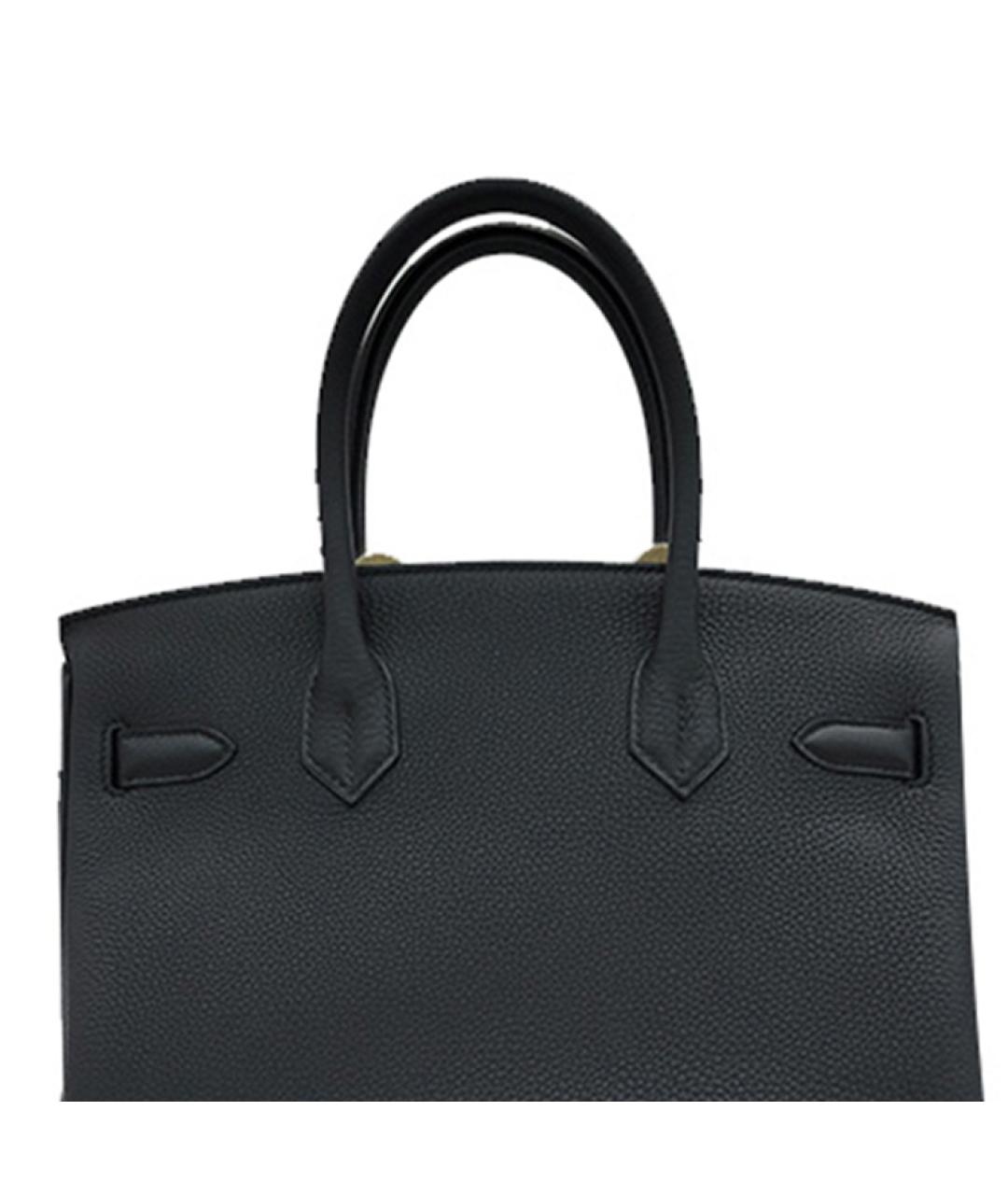 HERMES Черная кожаная сумка с короткими ручками, фото 4