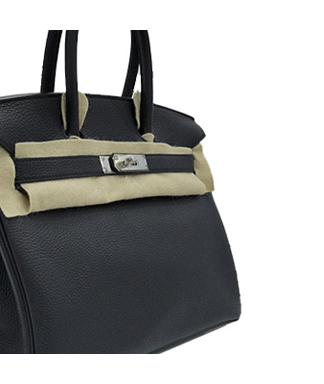 HERMES Черная кожаная сумка с короткими ручками, фото 5