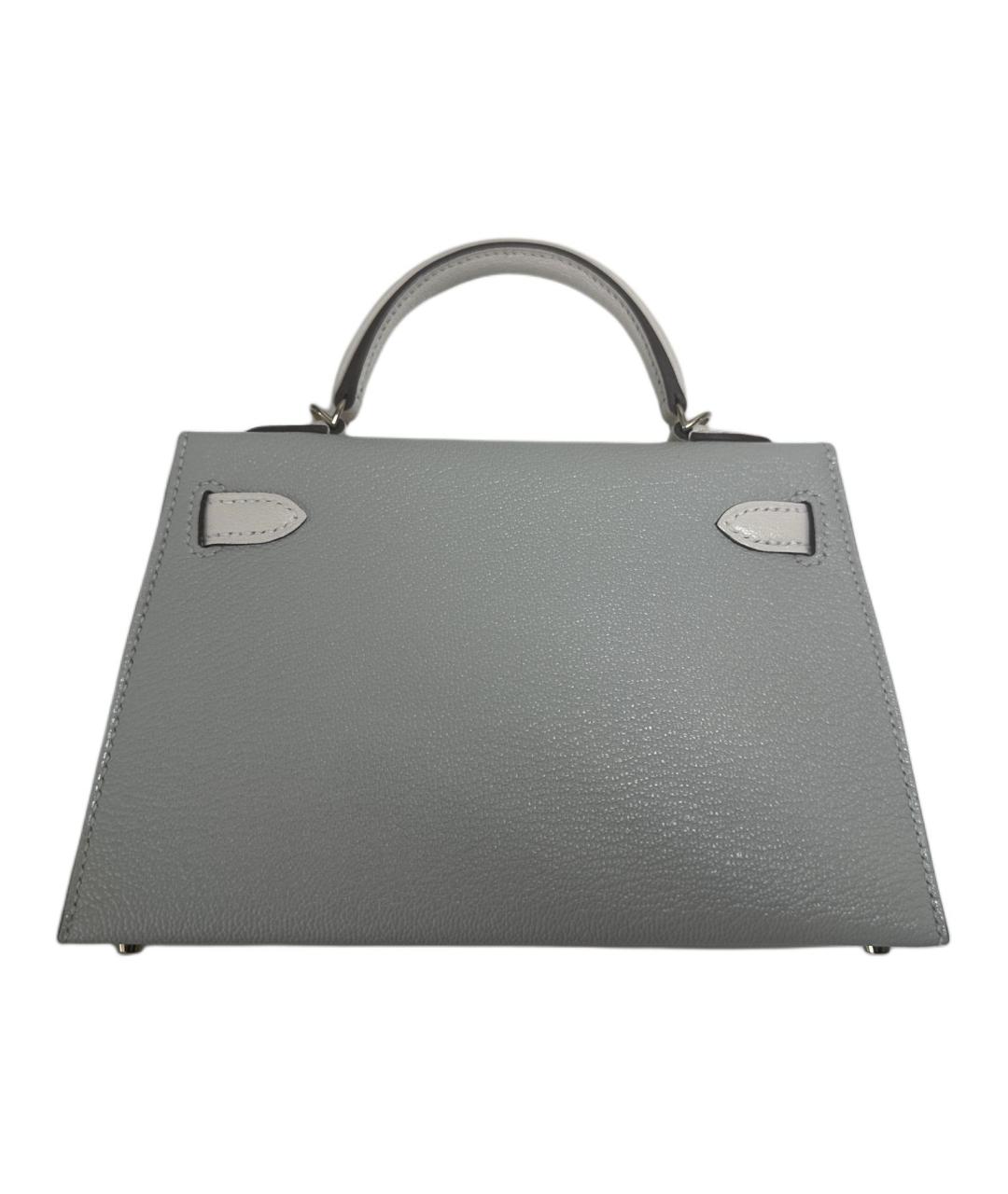 HERMES Серая кожаная сумка с короткими ручками, фото 2
