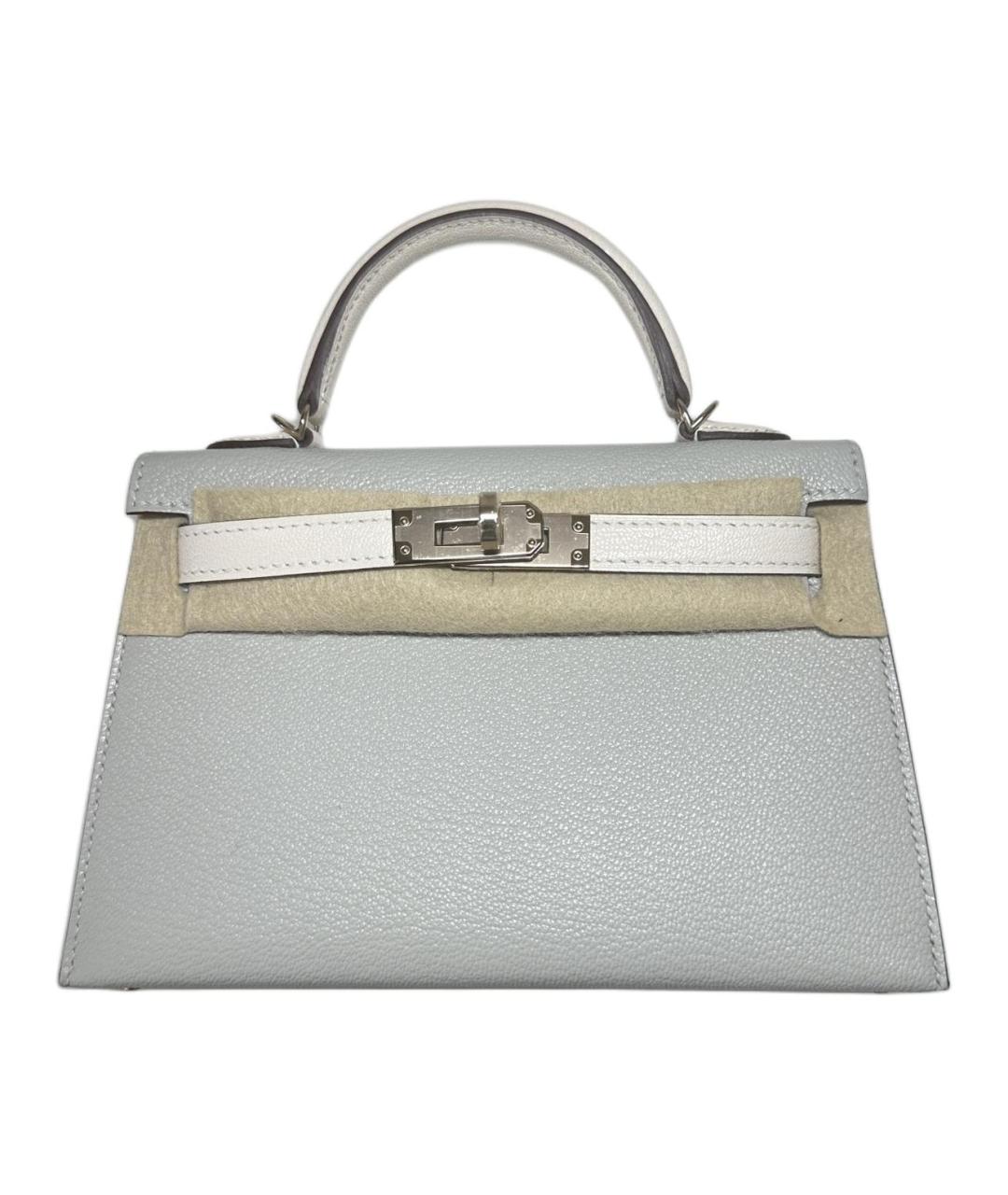 HERMES Серая кожаная сумка с короткими ручками, фото 1