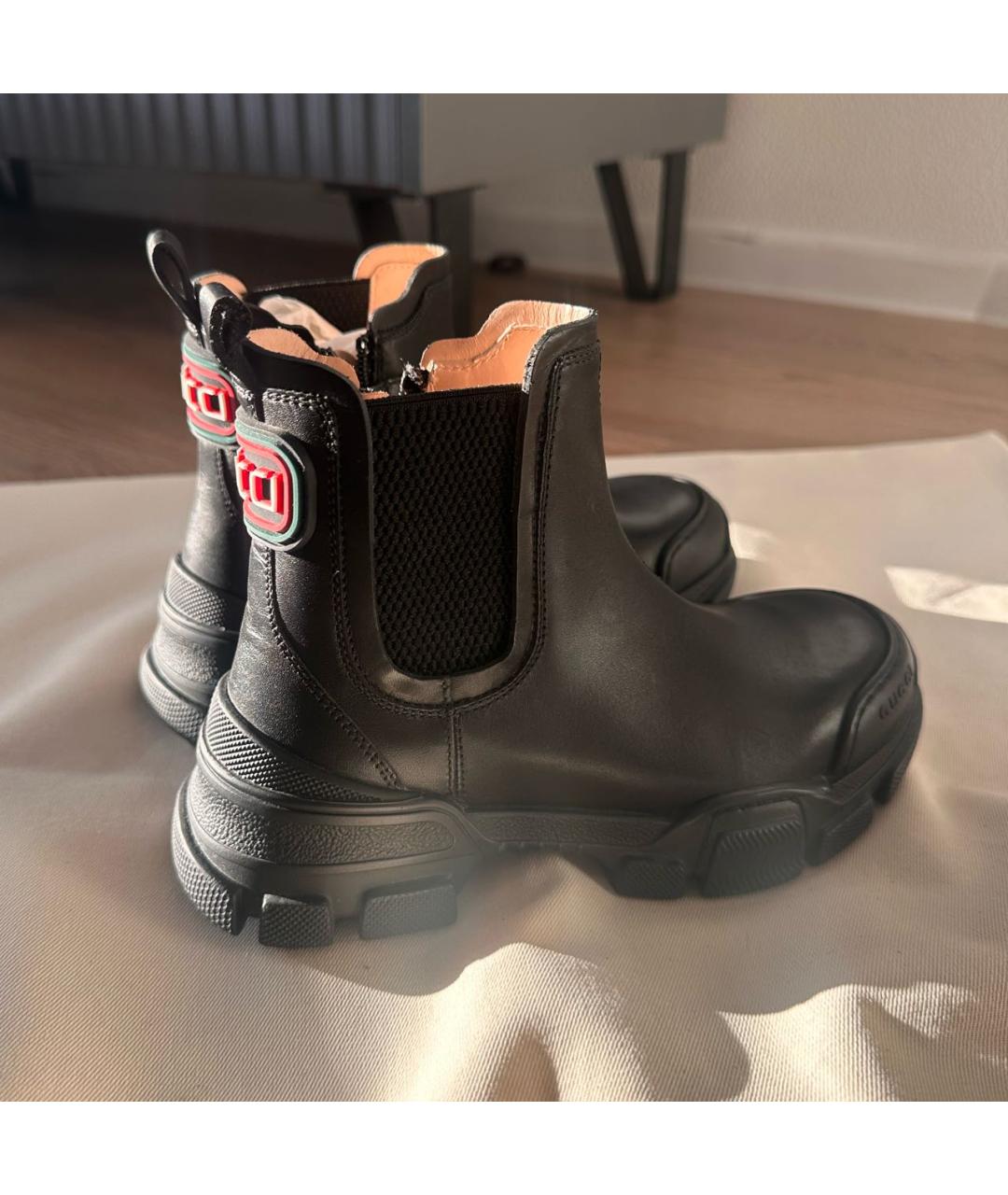 GUCCI Черные кожаные ботинки, фото 7