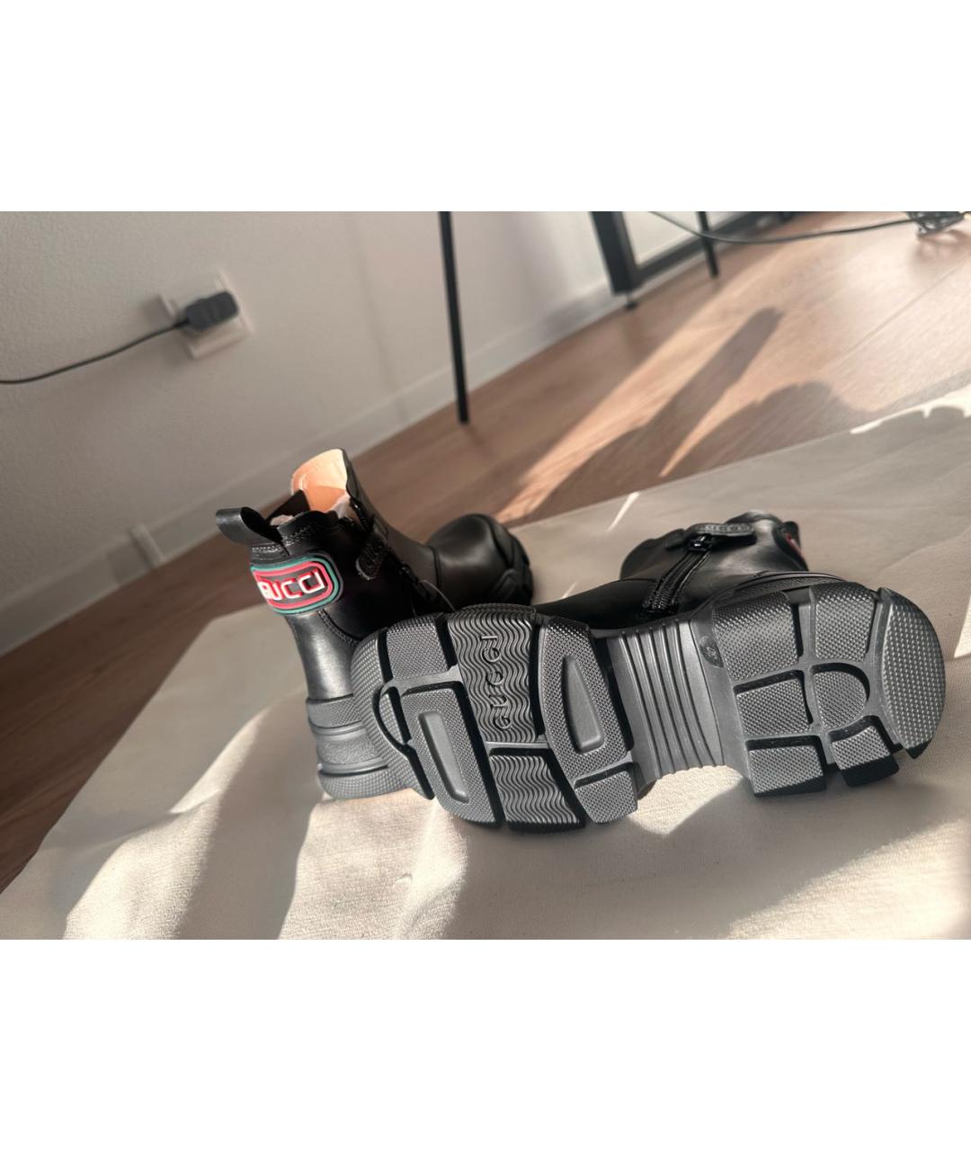 GUCCI Черные кожаные ботинки, фото 5