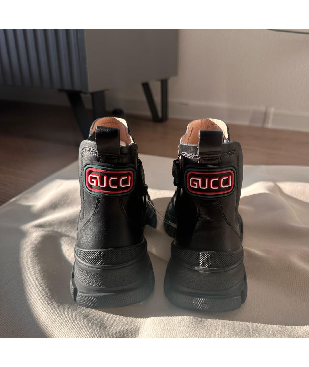 GUCCI Черные кожаные ботинки, фото 4