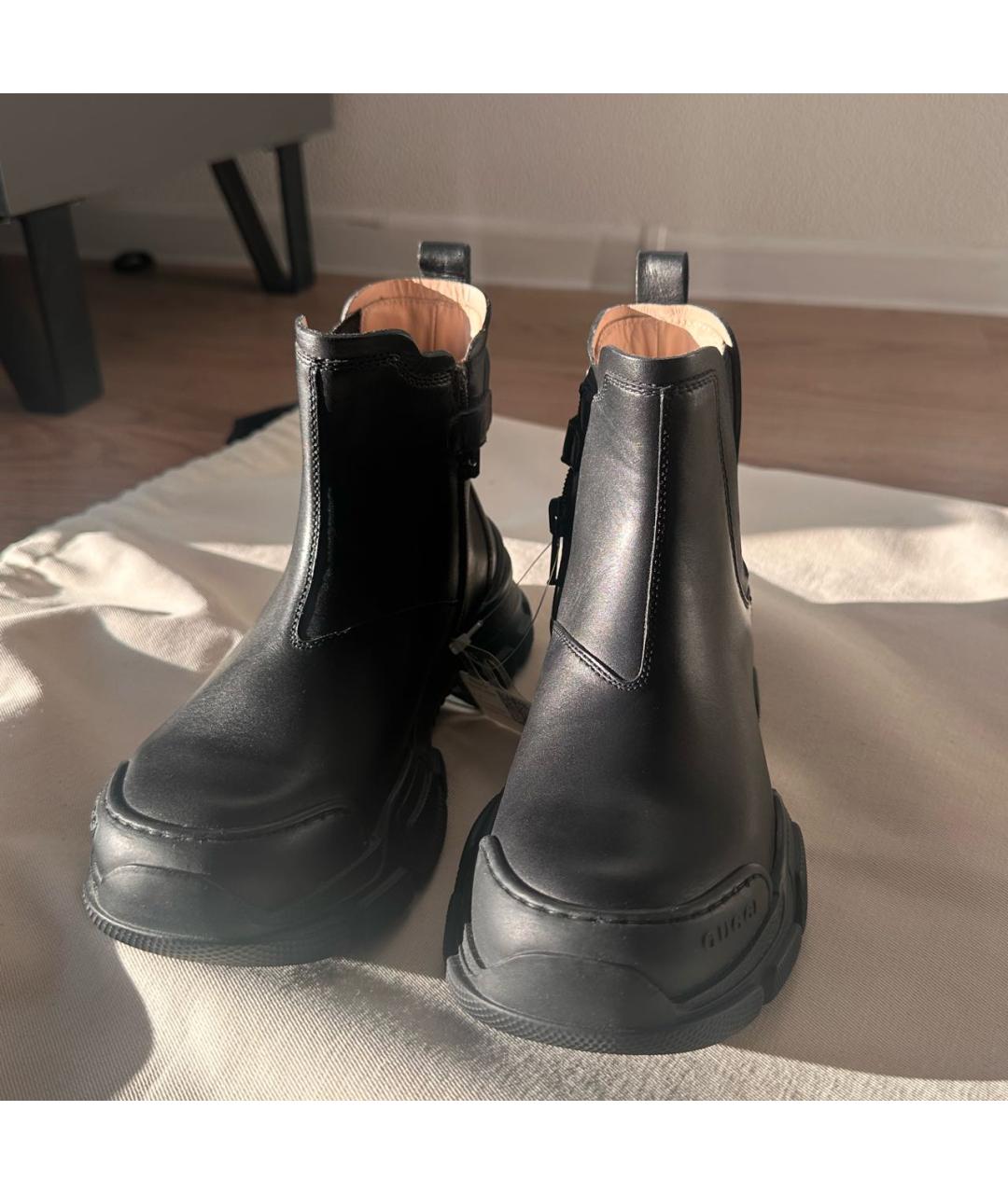 GUCCI Черные кожаные ботинки, фото 2