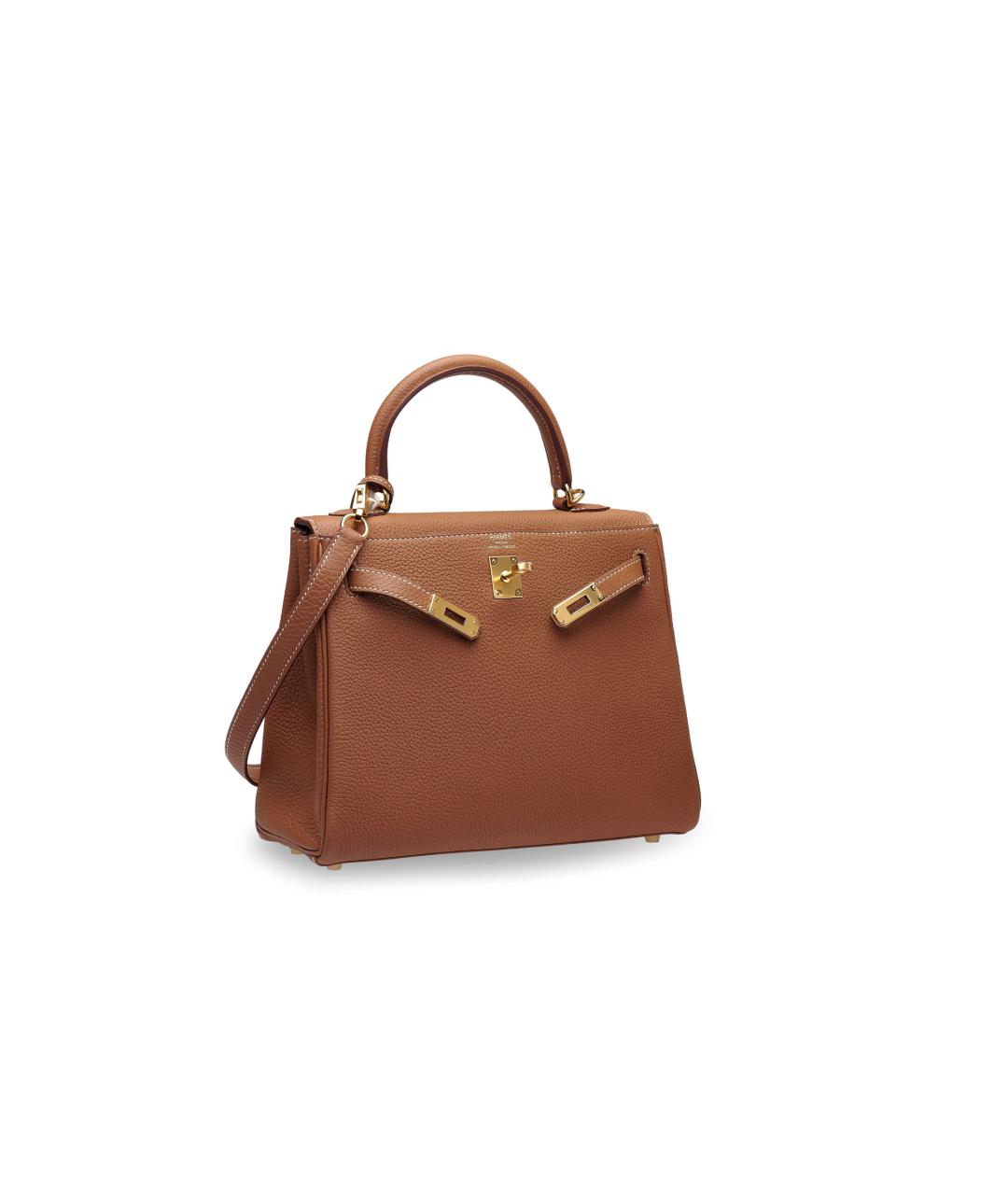 HERMES Коричневая кожаная сумка с короткими ручками, фото 2