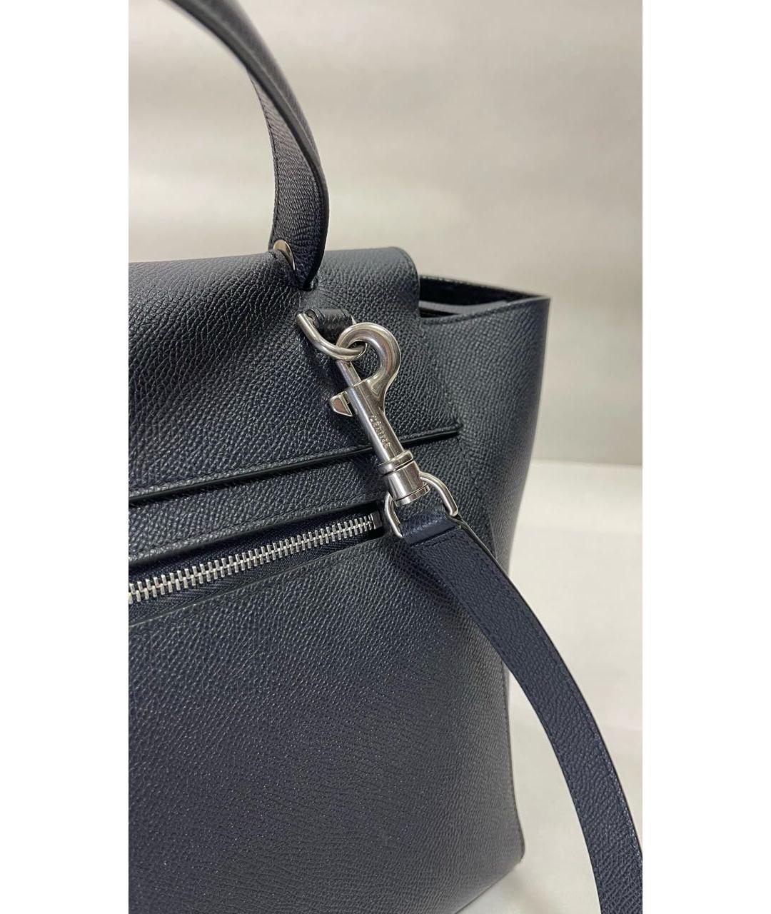 CELINE Темно-синяя кожаная сумка с короткими ручками, фото 6