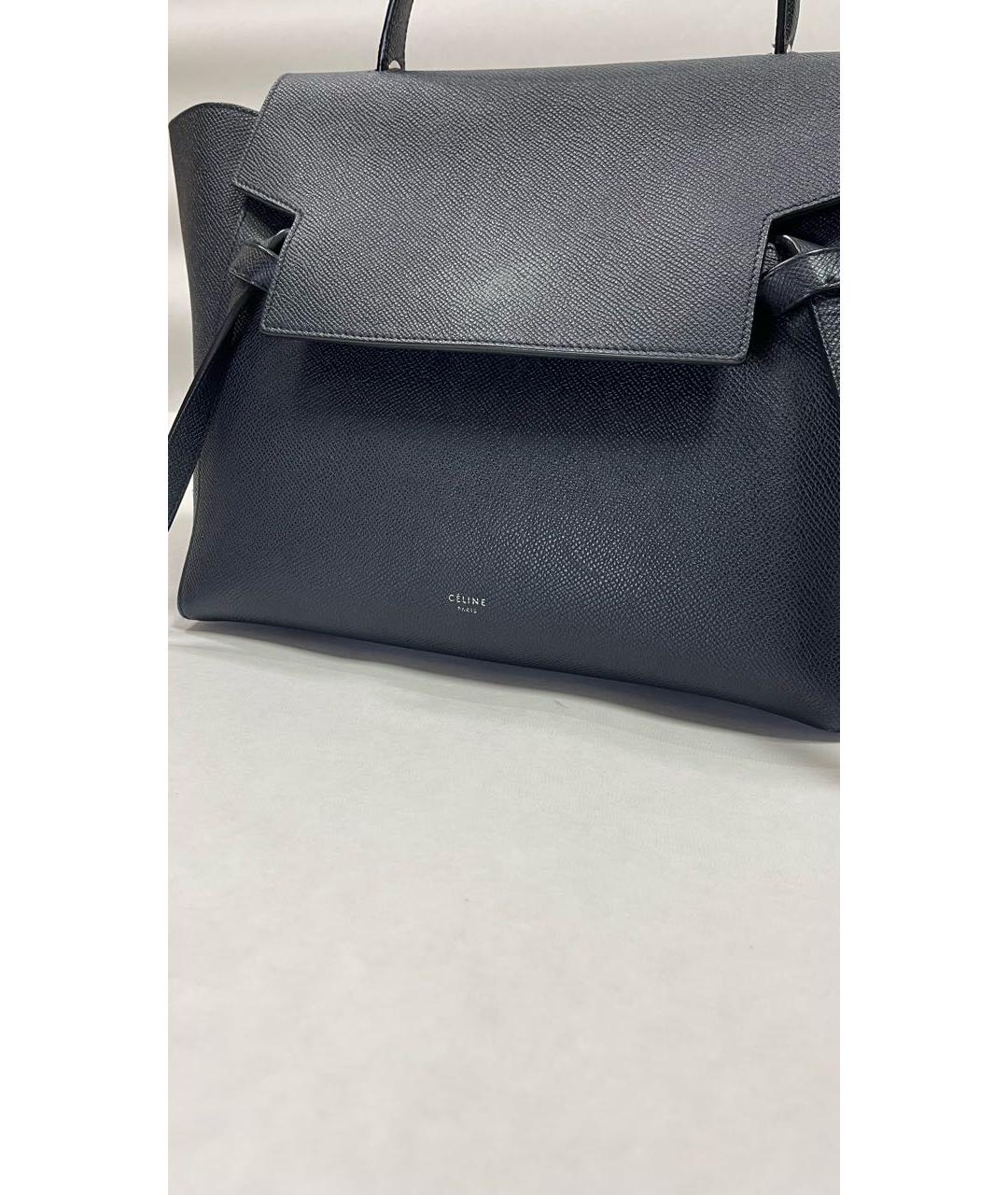 CELINE Темно-синяя кожаная сумка с короткими ручками, фото 8