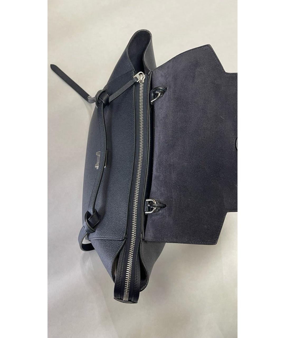 CELINE Темно-синяя кожаная сумка с короткими ручками, фото 4